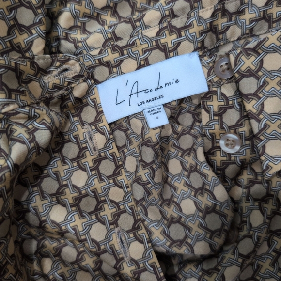 NWOT NEW Revolve L’Academie The Kamille Mini Dress in Tan & Brown Chain Small - Picture 6 of 8